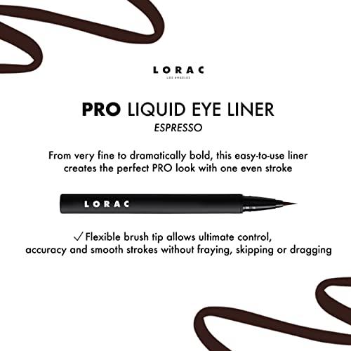 LORAC LORAC PRO Liquid Eyeliner, Espresso Brown | Precision Brush Tip | Water Resistant | Long Lasting | Smudge Resistant