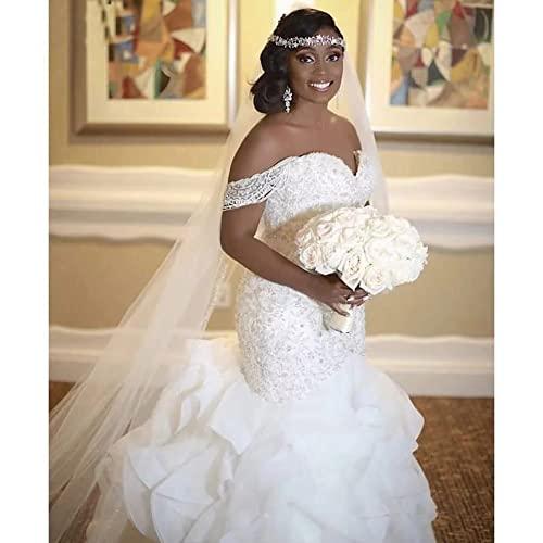 Chady Chady Strapless Bridal Gowns Long for Women 2023 Plus Size Lace Applique Long Train Luxury Sweetheart Wedding Dresses for Bride White 20w