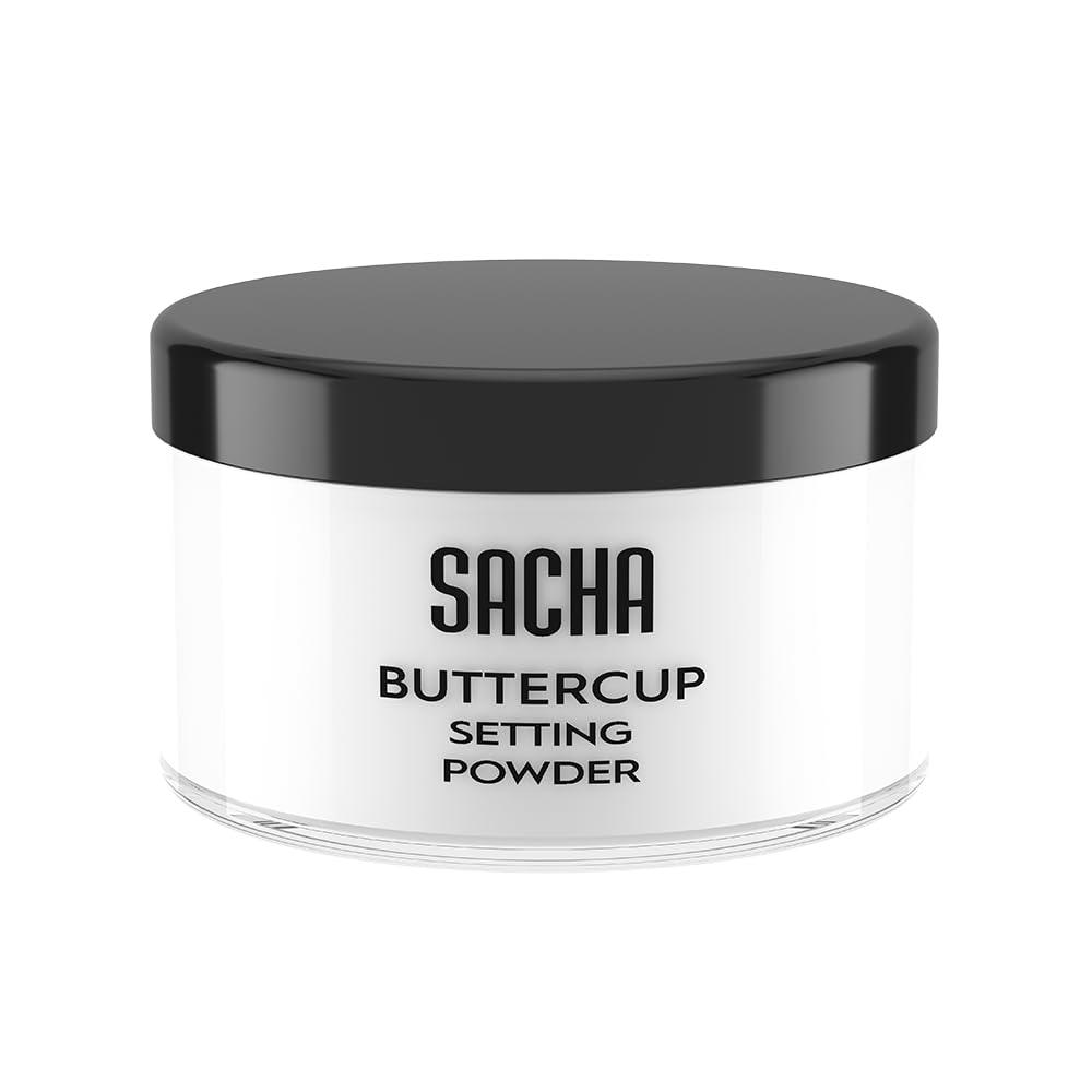 Sacha Cosmetics Sacha BUTTERCUP No Color Setting Powder Makeup 1.75 Oz. Translucent Setting Powder for Oily Skin Finishing Powder Loose Powder Makeup Blurring Powder Blurs Fine Lines and Pores For All Skin Tones