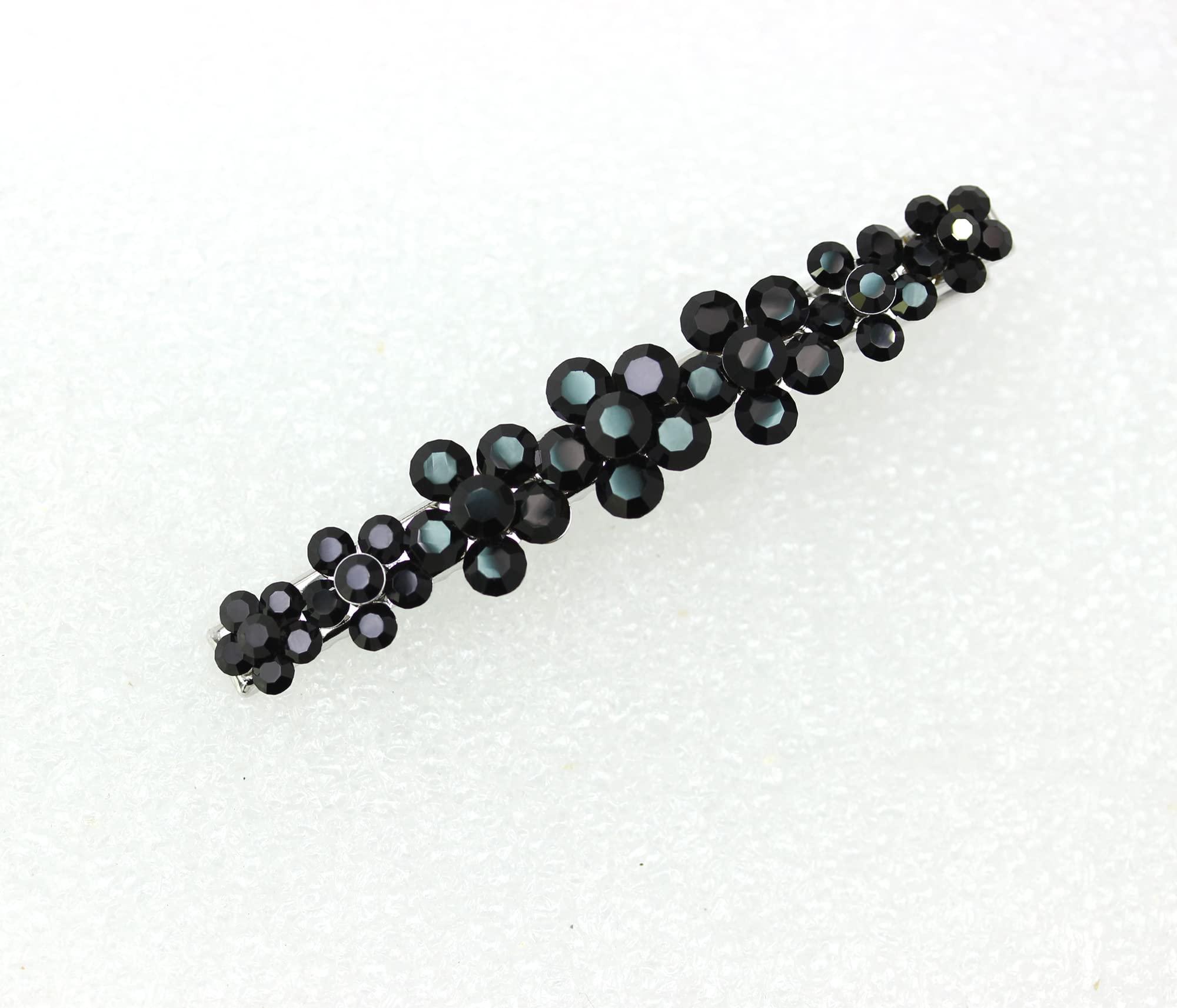 Faship Faship Gorgeous Black Crystal Floral Small Alligator Hair Clip