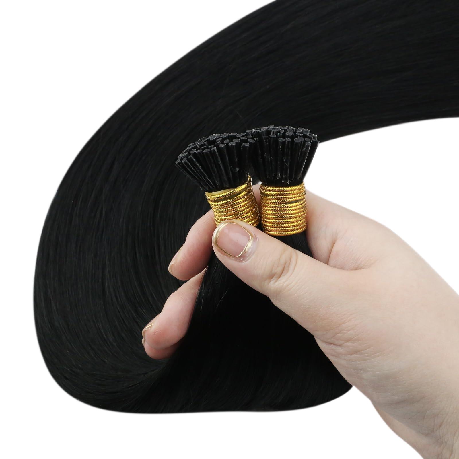 Sunny Hair Sunny Long Hair Extensions Itips Bundle Tape in Hair Extensions Black 26inch 50g