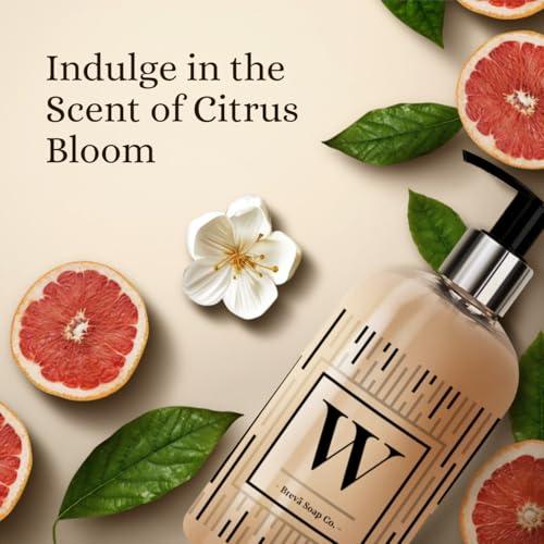 Brev Soap Co. Monogrammed Luxury Liquid Hand Soap | Choose from Letters A to Z | Citrus Bloom Scent | Personalized Liquid Hand Wash for Bathroom & Kitchen |12 oz - Letter N