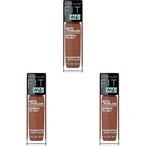 Maybelline New York Maybelline Fit Me Matte + Poreless Liquid Foundation Makeup, Nutmeg, 1 fl; oz; Oil-Free Foundation (Pack of 3)