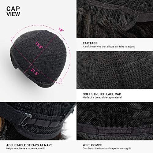 INSTANT FAB INSTANT FAB Medium Bob Human Hair Wig with China Bangs for Black Women Layered Straight Bob with Bangs Human Hair Non Lace Front Wigs - ONYX (12 Inch, OT1B/BURG)