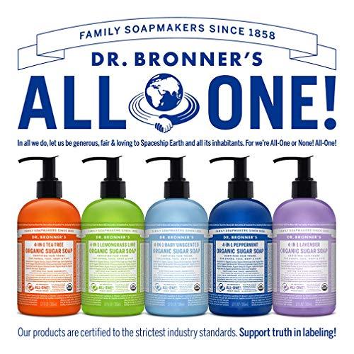 Dr. Bronner's Dr. Bronner\'s - Organic Sugar Soap (12 oz Variety Pack) Lavender, Peppermint, Tea Tree, & Lemongrass - Made with Organic Oils, Sugar & Shikakai Powder, 4-in-1 Use: Hands, Body, Face & Hair | 4 Count