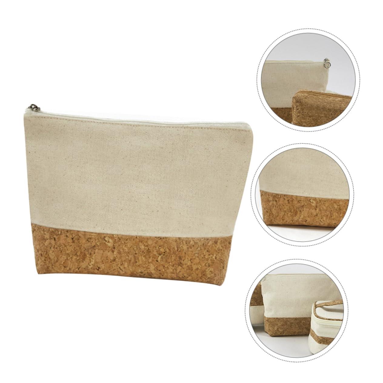 minkissy minkissy Convenient Travel Makeup Bag Cotton Toiletry Bag Wood Grain Wash Bag Portable Girl Cosmetics Storage Bag Safe Accessory Storage