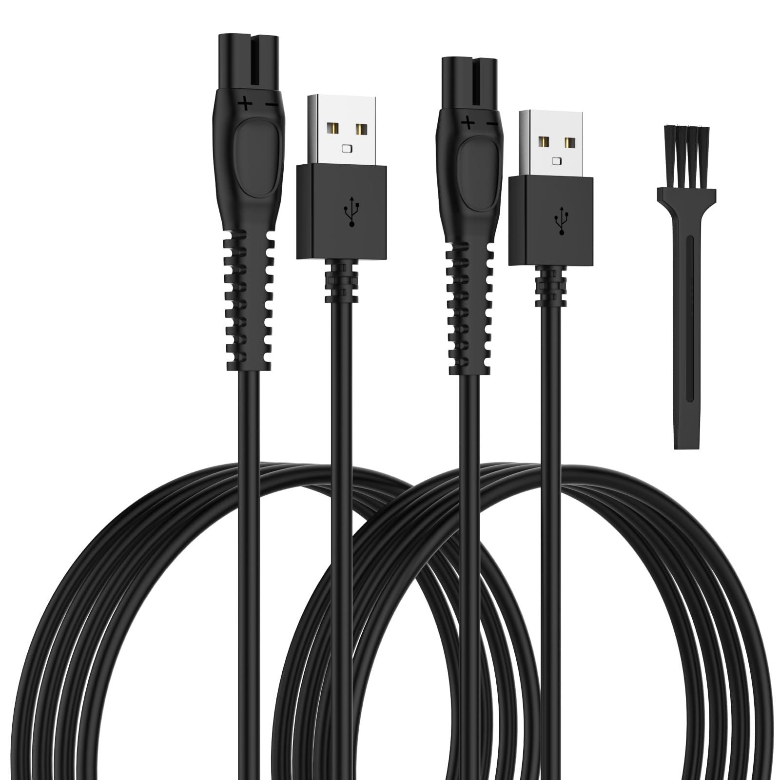 IBERLS Charger Cord for Philips Norelco One Blade QP2724 QP2834 QP1924 QP1324 MG5910 MG7910 MG9510 X5006 for Phillips One Blade Shaver 2400 3600 5400 2600 7200 5V USB Cable [2-Pack, 3,3ft]