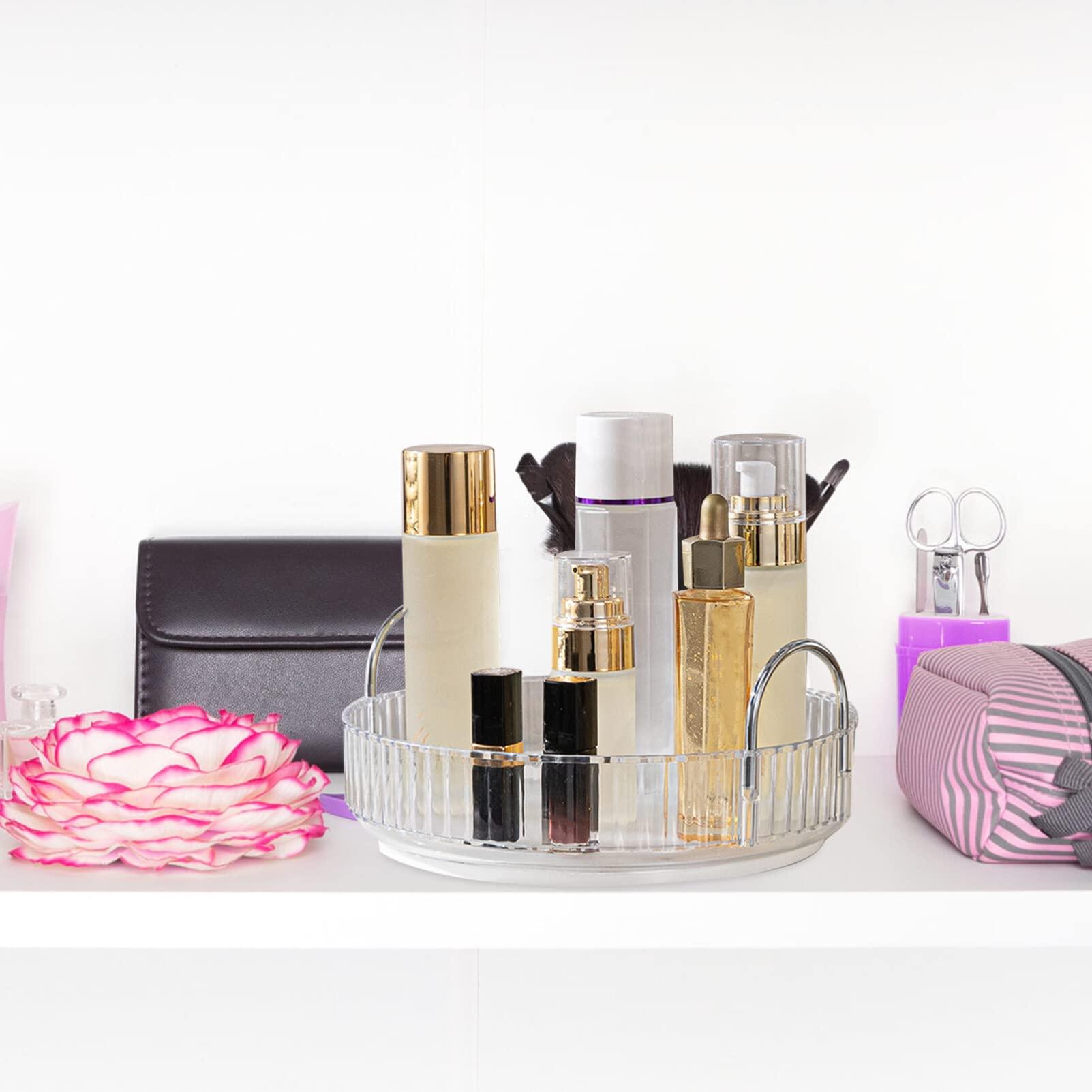 FOMIYES Box Storage Tray Cosmetic Rotating Tray Desktop Cosmetic Organizer Small Skincare Organizer Rotating Cosmetic Organizer Cosmetic Display Case Makeup Tray Organizer