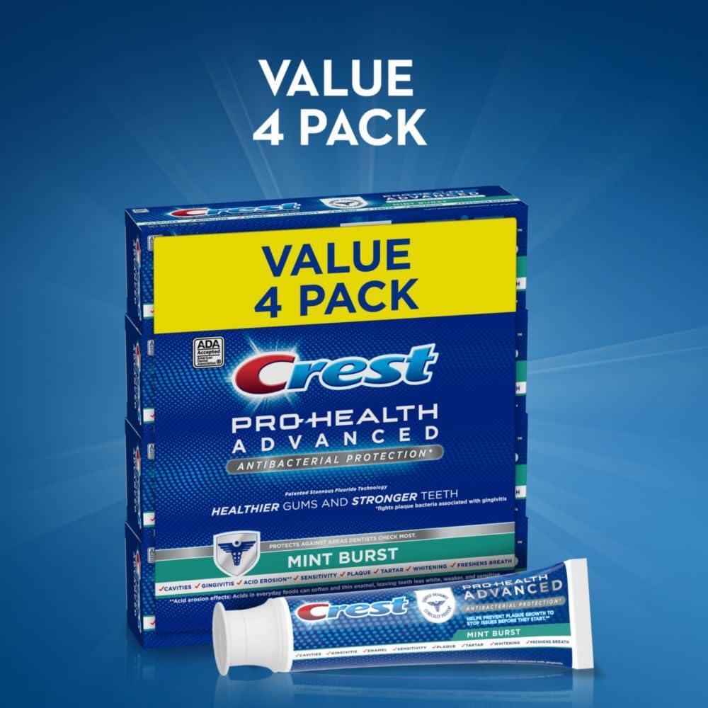 Crest Crest Pro-Health Advanced Antibacterial Protection Toothpaste, Crest Toothpaste, Crest Pro Health Toothpaste - Pack of 4, 5 Oz Tubes