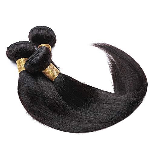 Hairro Hairro Unprocessed Human Hair Weft One Bundle 10 Inch Straight Sew in Virgin Hair Weave Extensions 100g Single Bundle Brazilian Hair for Black Women #1B Natural Black