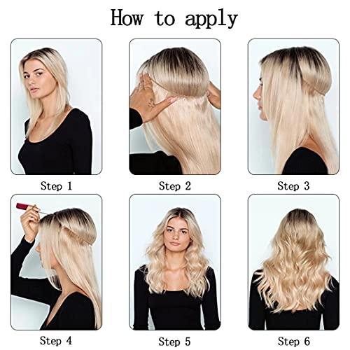 STREJHYT No Clip Halo Hair Extension Curly/Straight Secret Wire Natural Hidden Wire Synthetic Hair Pieces Adjustable Transparent Wire SQ88-6H613 16inches