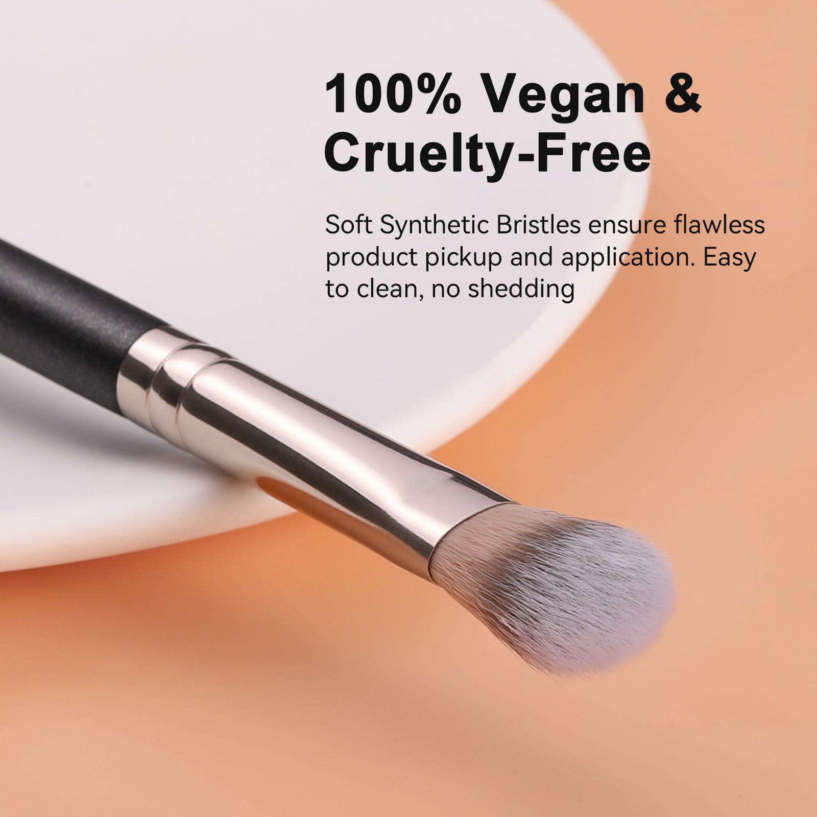 TEOYALL TEOYALL Highlighter Brush, Small Plush Fluflly Synthetic Bristles Tapered Under Eye Setting Brush for Bronzer Cheek with Loose Powder