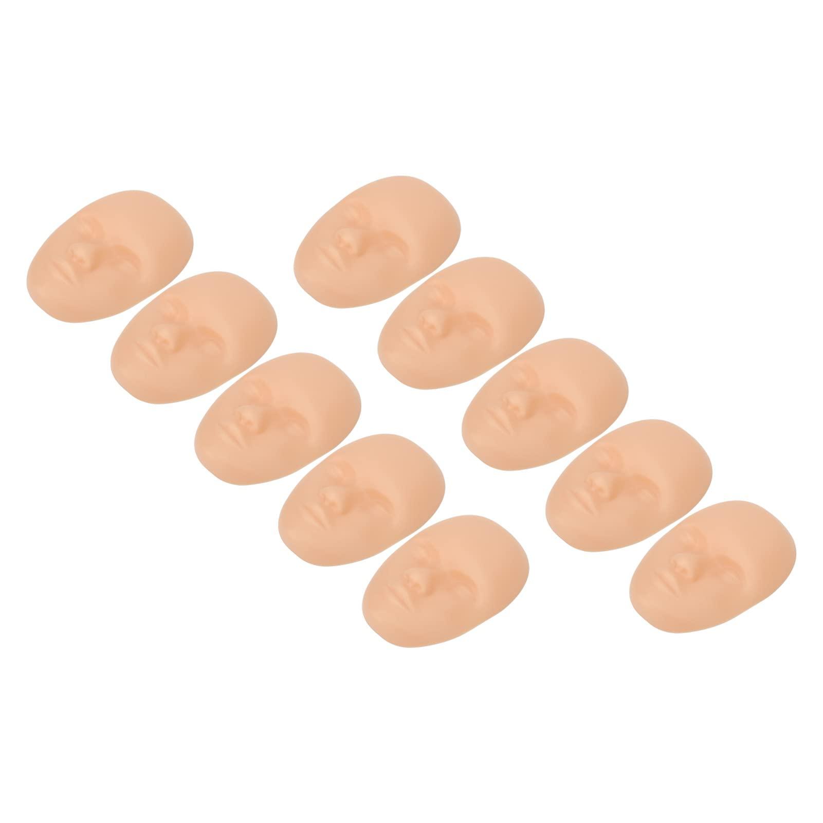 Zooke Practice Skin Head, 10pcs Facial Training Skin and 3D Soft Rubber Fake Skin, Fake Skin Eyebrow Eyeline Lips Model for Beginners Permanent Makeup Microblading Eyebrow