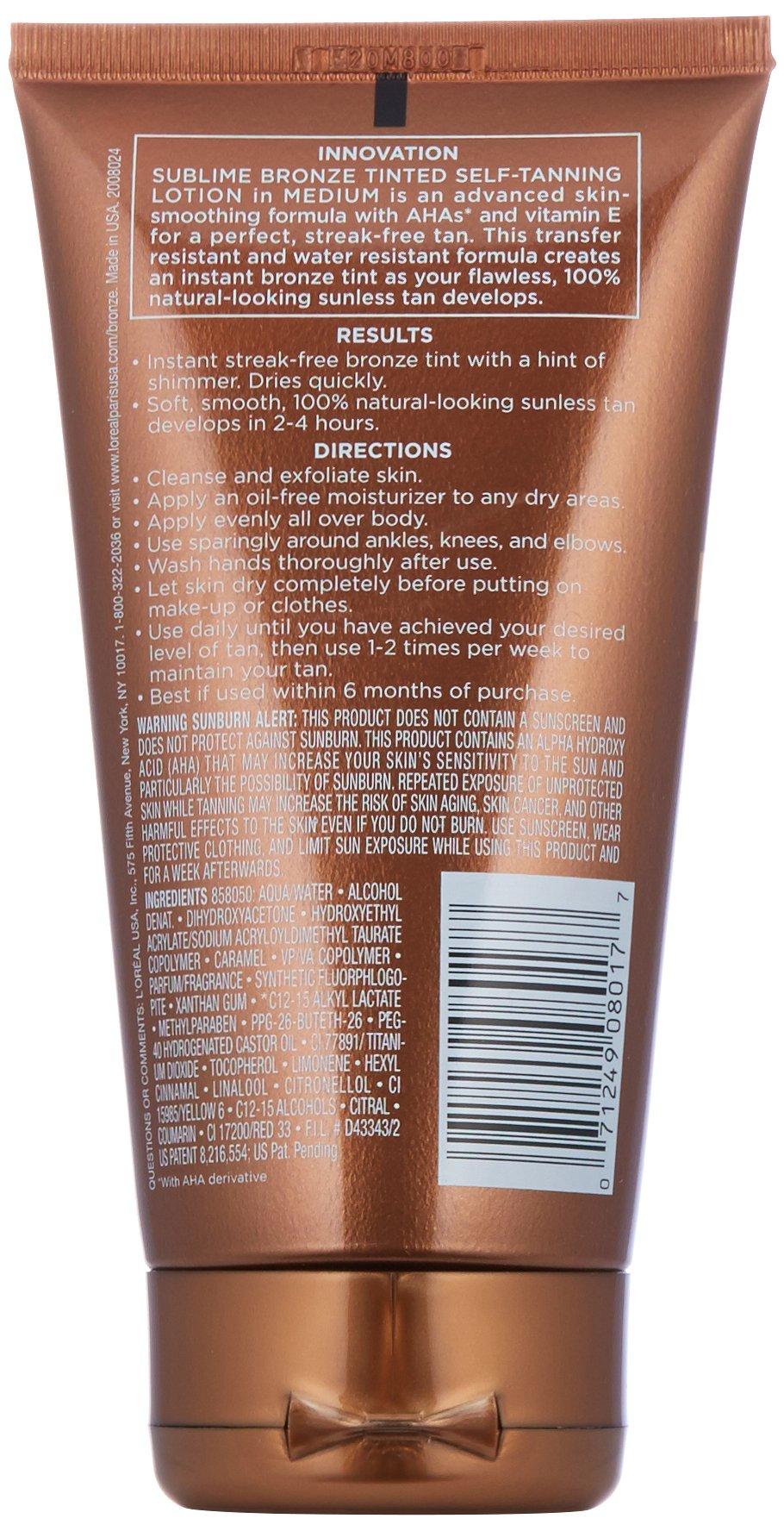 LOral Paris L\'Oreal Paris Sublime Bronze Tinted Self-Tanning Lotion, Medium Natural Tan, 5 fl. oz.