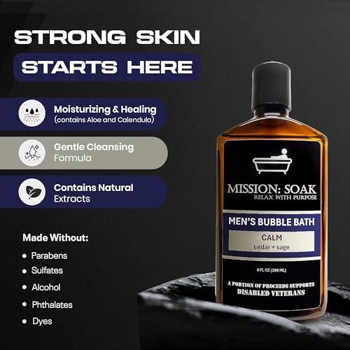 Mission: Soak Mission: Soak Men's Luxury Bubble Bath, Body Soak - Multiple Scents Available - 9 fl oz (Calm (Cedar + Sage))