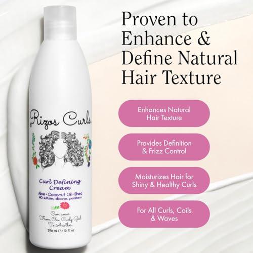 Rizos Curls Rizos Curls Curl Defining Cream, Enhance Waves, Curls & Coils, Soft Hold Weightless Volume, Moisturizing Frizz-Free Shine with Aloe Vera, Coconut Oil & Shea Butter, All Curl Patterns 2a - 4c, 10 oz