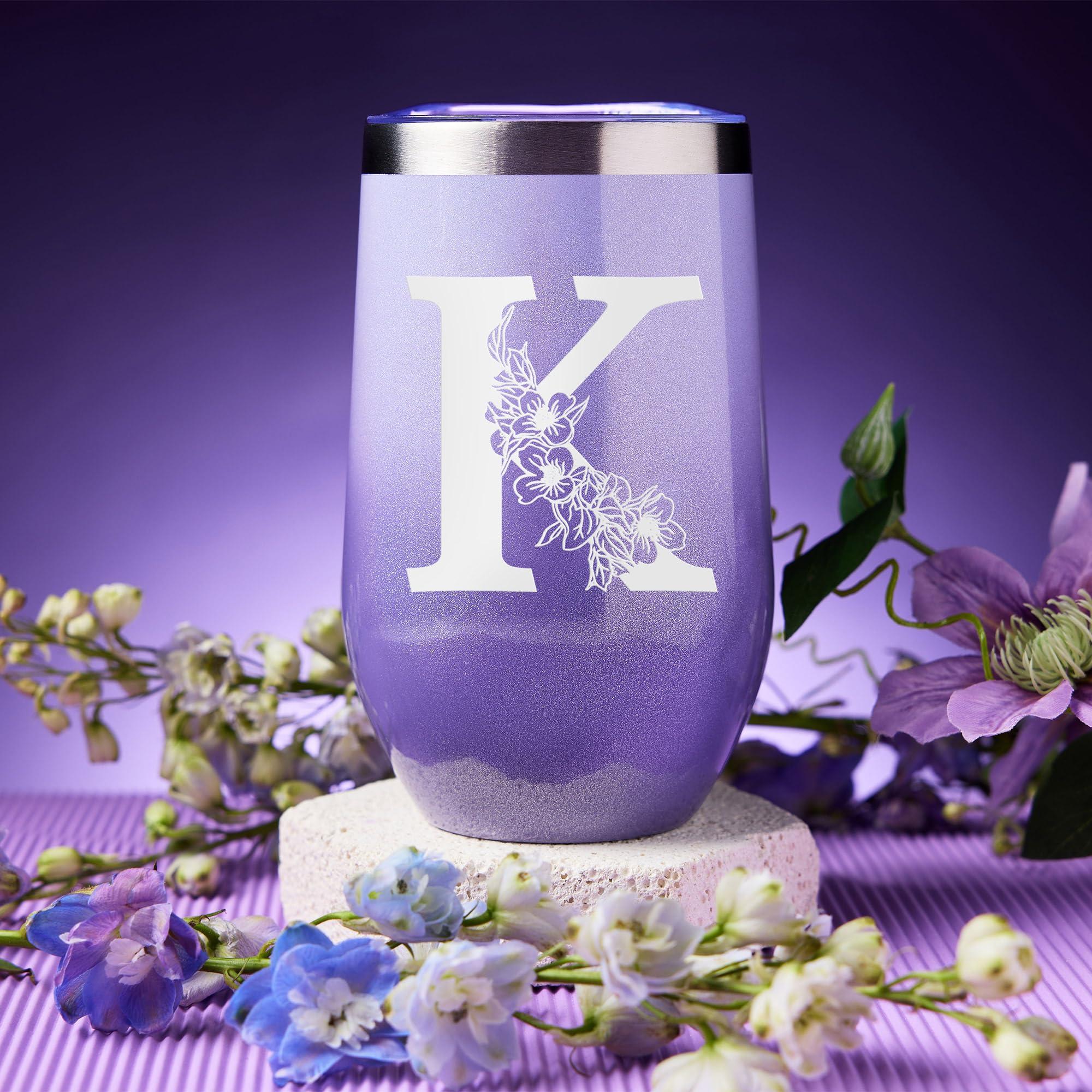 MADDIFY Gifts for Women, Mom, Wife, Girlfriend, Sister, Friends, Her - Unique Birthday, Christmas, Valentine\'s Day, Mothers Day Gifts - Initial Lavender Spa Gift Basket Set (K)