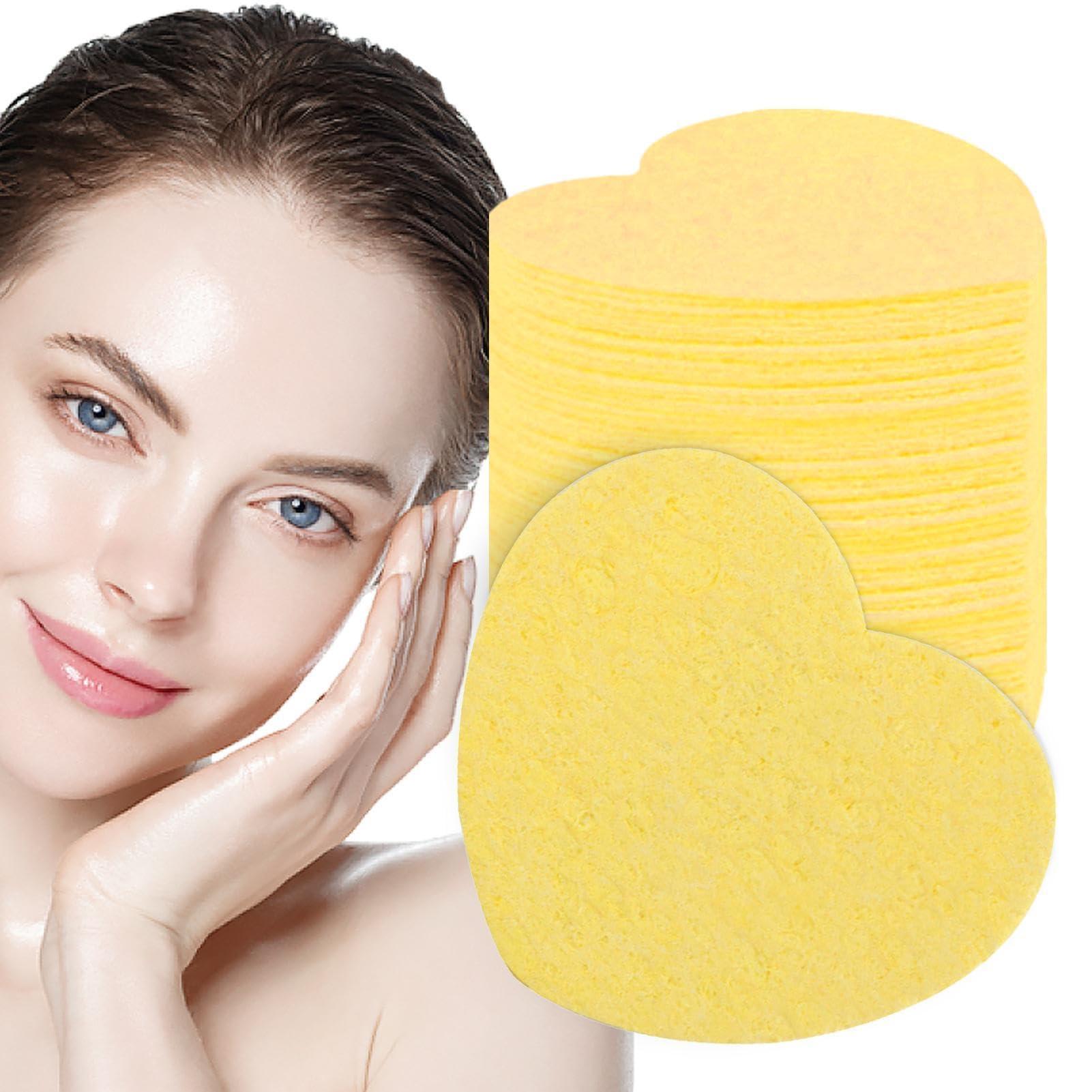 Kumprohu 20-Count Facial Sponges, Heart Shape Compressed Sponges for Facial Cleansing & Makeup Remover, Portable Compressed Sponge for Travel, Camping, Everyday Use