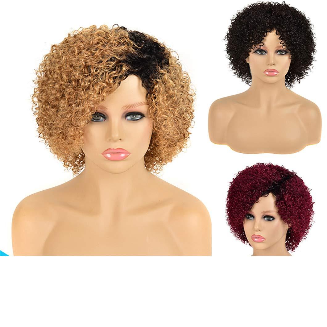 SSJFZM Malaysian Human Hair Wigs Short Curly Wet And Wavy Wig With Bangs Remy Full Wigs For Black Women Cheap Cosplay Wig Mix 1B 30