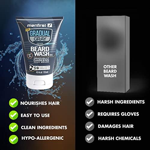 MENFIRST MENFIRST Gradual Gray Darkening Beard Wash for Men - Dark Shades Beard Shampoo - Hypoallergenic, Harsh Chemical-Free, Dermatologist Tested Beard Dye - 4.6 Fl Oz (Pack of 1)