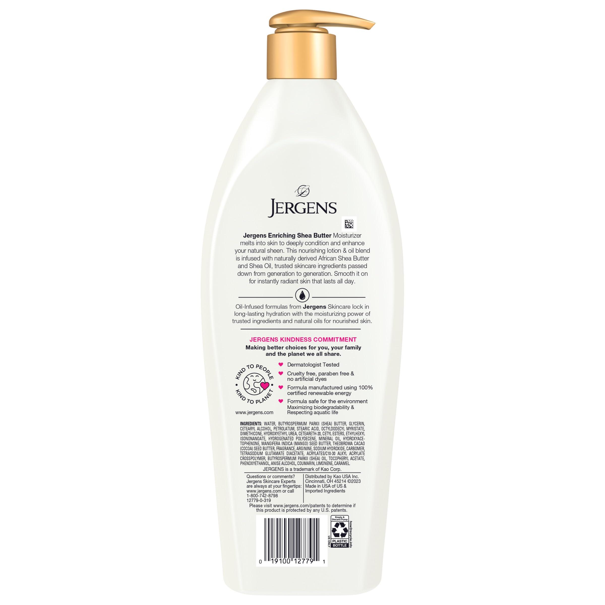 Jergens Jergens Shea Butter Hand and Body Lotion, Deep Conditioning Moisturizer, 3X More Radiant Skin, with Pure Shea Butter, Dermatologist Tested, 26.5 Oz