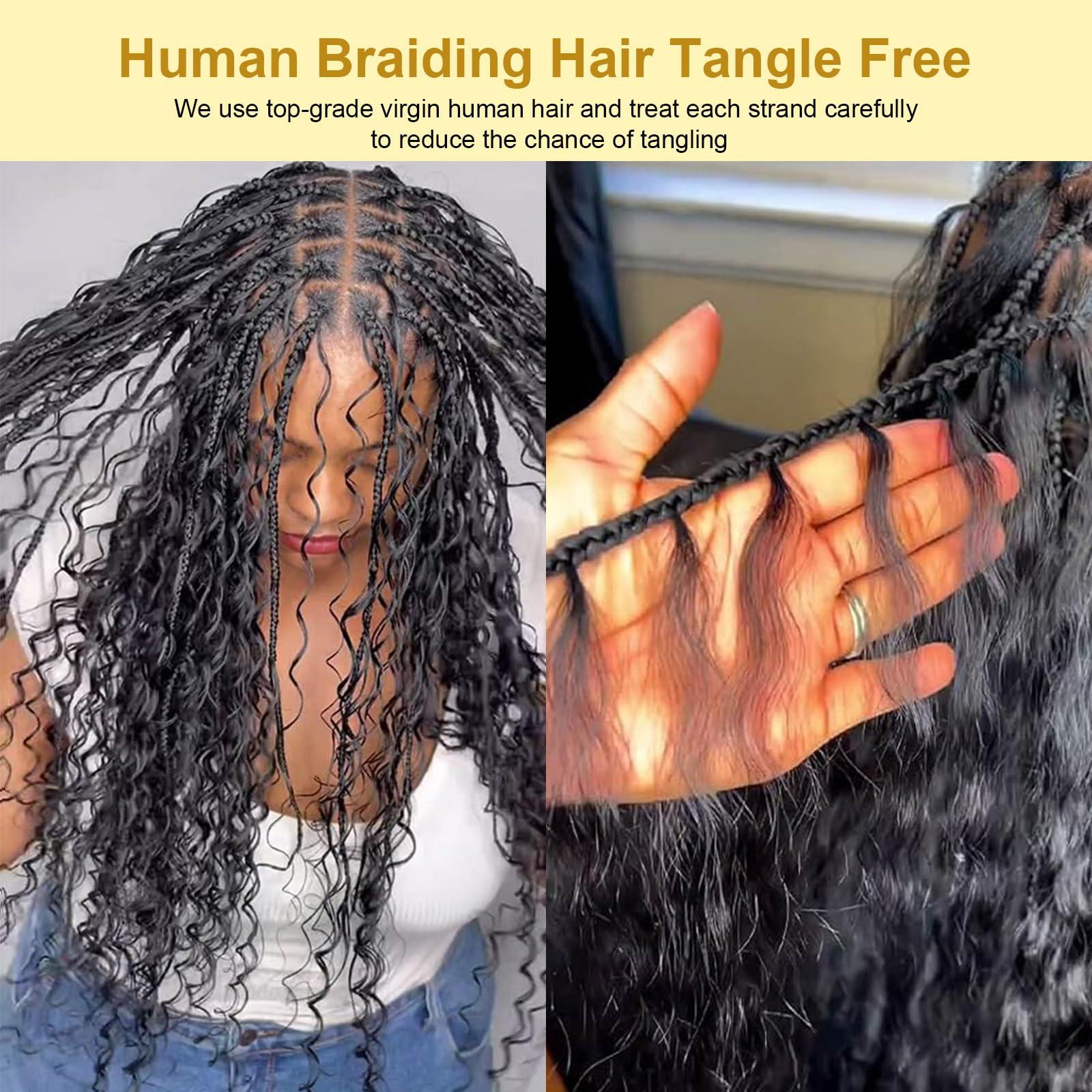 CNZZJX Human Braiding Hair Curly Bulk Human Hair for Braiding No Weft Human Hair Bundles for Braiding Wet and Wavy Human Hair Braiding Hair for Boho Box Braids 100g Per Pack CNZZJX
