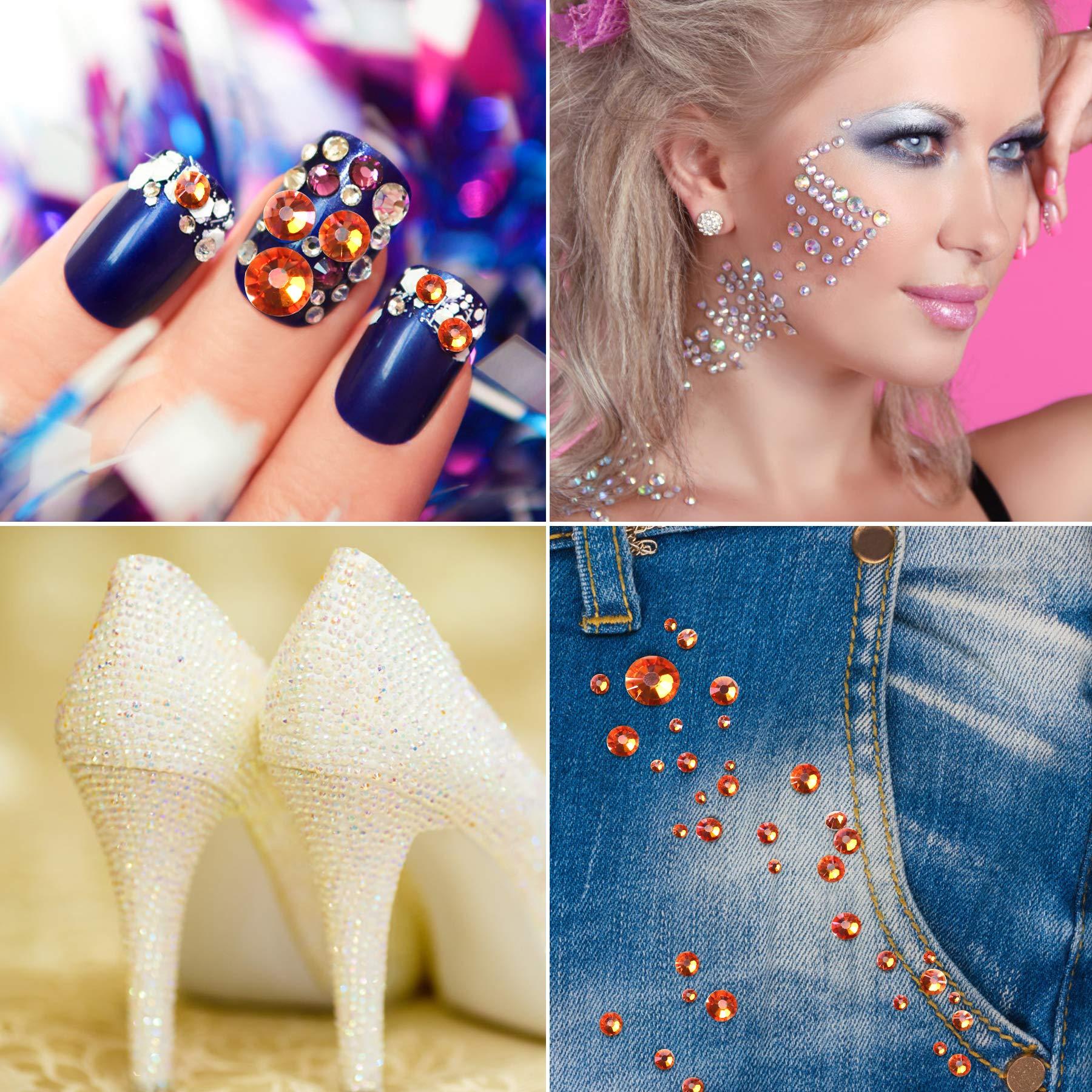 Jollin Jollin 1440 Pieces Flatback Rhinestones Glue Fix Crystal Glass Diamantes Gems for Crafting Nail Art Crafts Decorations Clothes Shoes 4.8 mm (ss20, Amber)