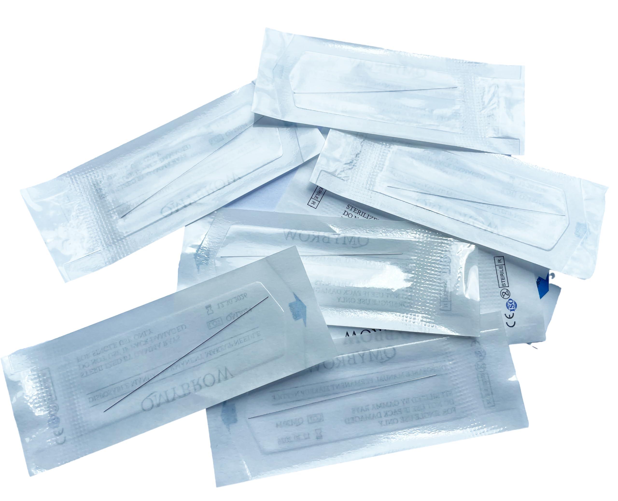 QMYBROW Disposable 1R Single Round Needles for Eyebrow Eyeliner Lips Permanent Makeup Machine Cosmetic Machine Tattoo Needle 0.18mm/0.25mm/0.30mm/0.35mm (0.3mm)