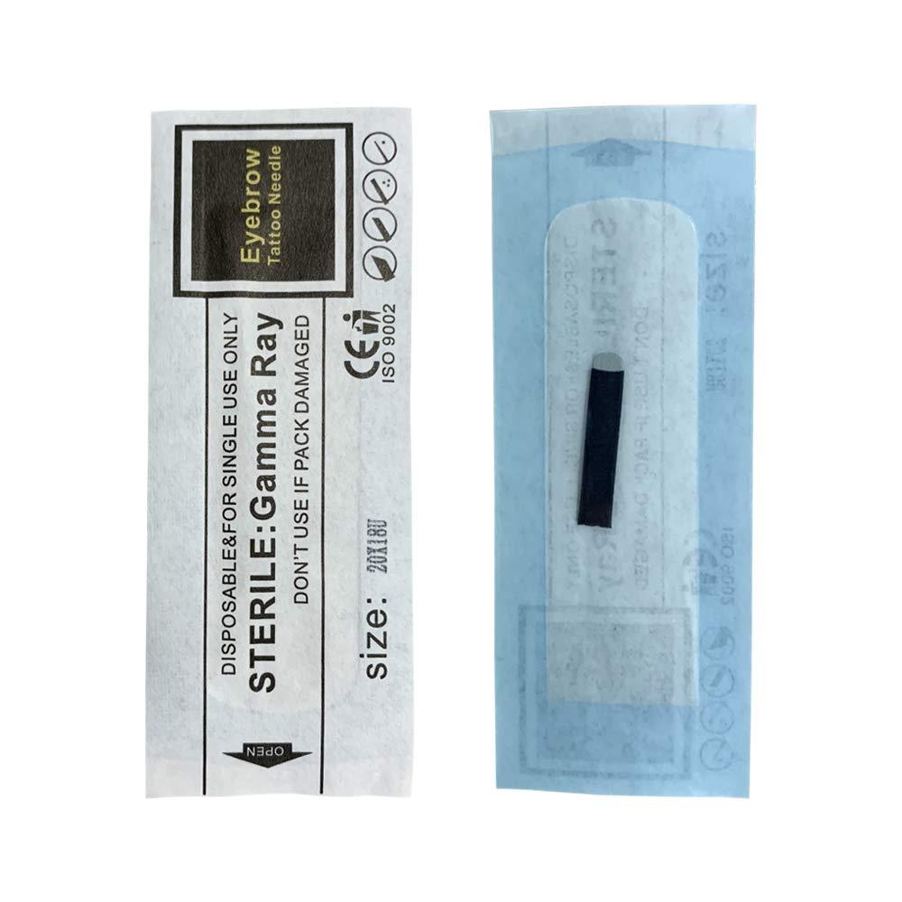 PMU Beauty 100PCS Black Flex Microblading U shape 18U Eyebrow Needles with 0.20mm Diameter 3D Embroidery for Tattoo Manual Pen Tattoo Inks Disposable Safe Healthy Tools (3 Sizes, U18)