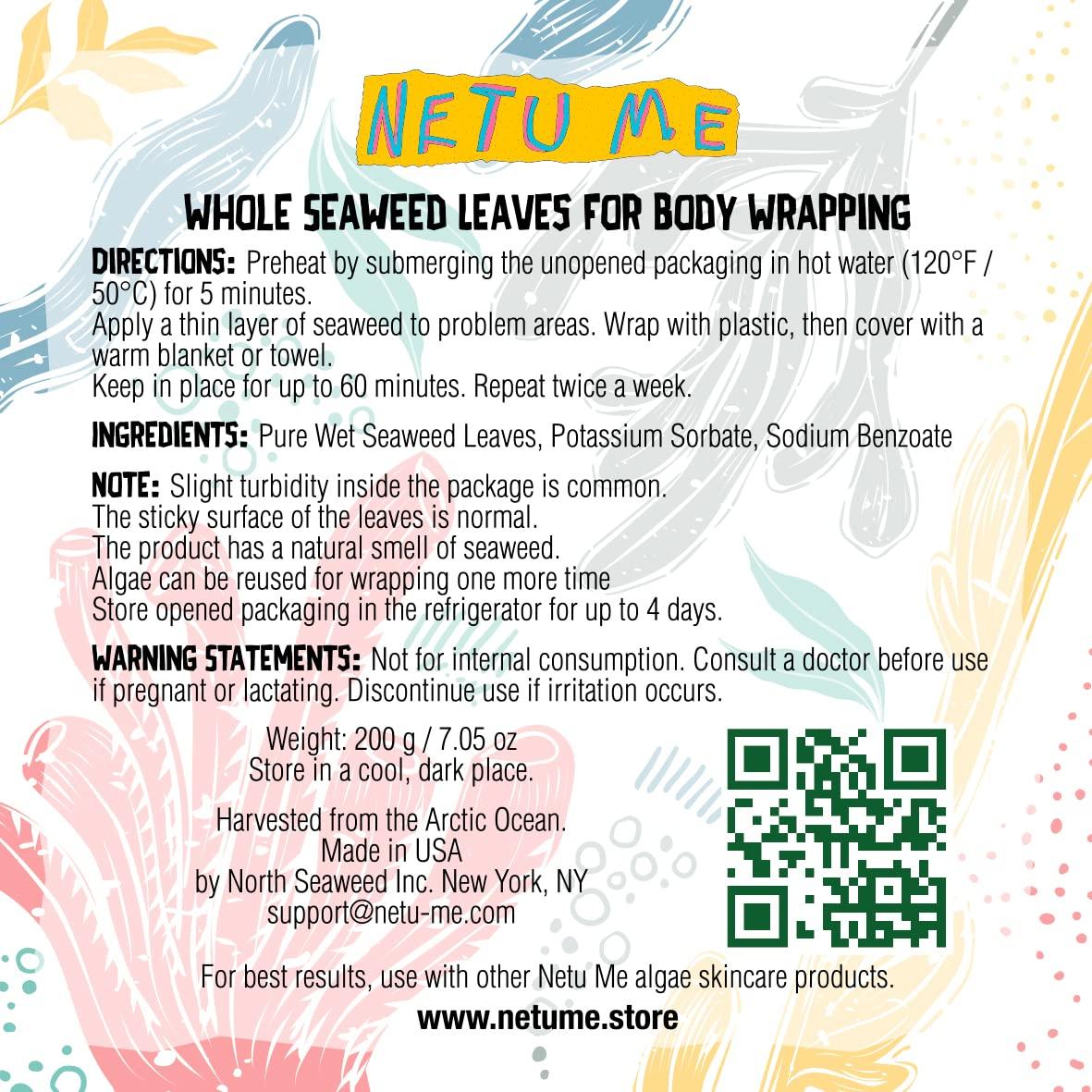 Netu Me Netu Me Seaweed Firming Body Wrapping, SPA Algae Body Wraps and Mask for Anti-Aging, Anti-Sagging, Whole Wet Leaves Provide Fat Lifting and Detox
