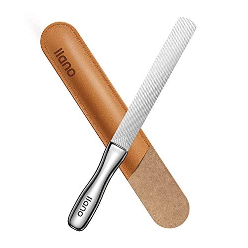 llano llano Metal Nail File, Stainless Steel Nail Files for Natural Nails with Leather Case, Medical Grade Double Sided Toenail Files for Thick Nails, Professional Fingernail Files for Women Men and Seniors