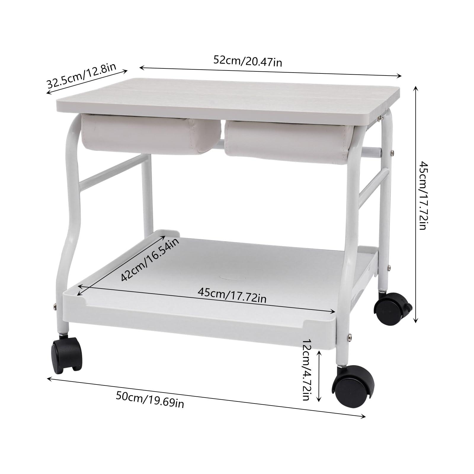DUTTIETY DUTTIETY Foot SPA Protable Trolley Beauty Salon Nail Esthetician Trolley Cart for Foot Rest Pedicure Massage Stand Salon Supplies (White)