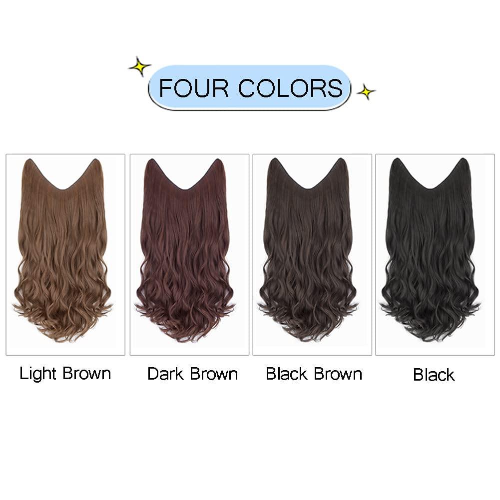 LesafeV LesafeV 3/4 Full Head Half Wig V-Shape Clip in Hair Extension One Piece Thick Hairpiece Big Wavy 45cm Light Brown