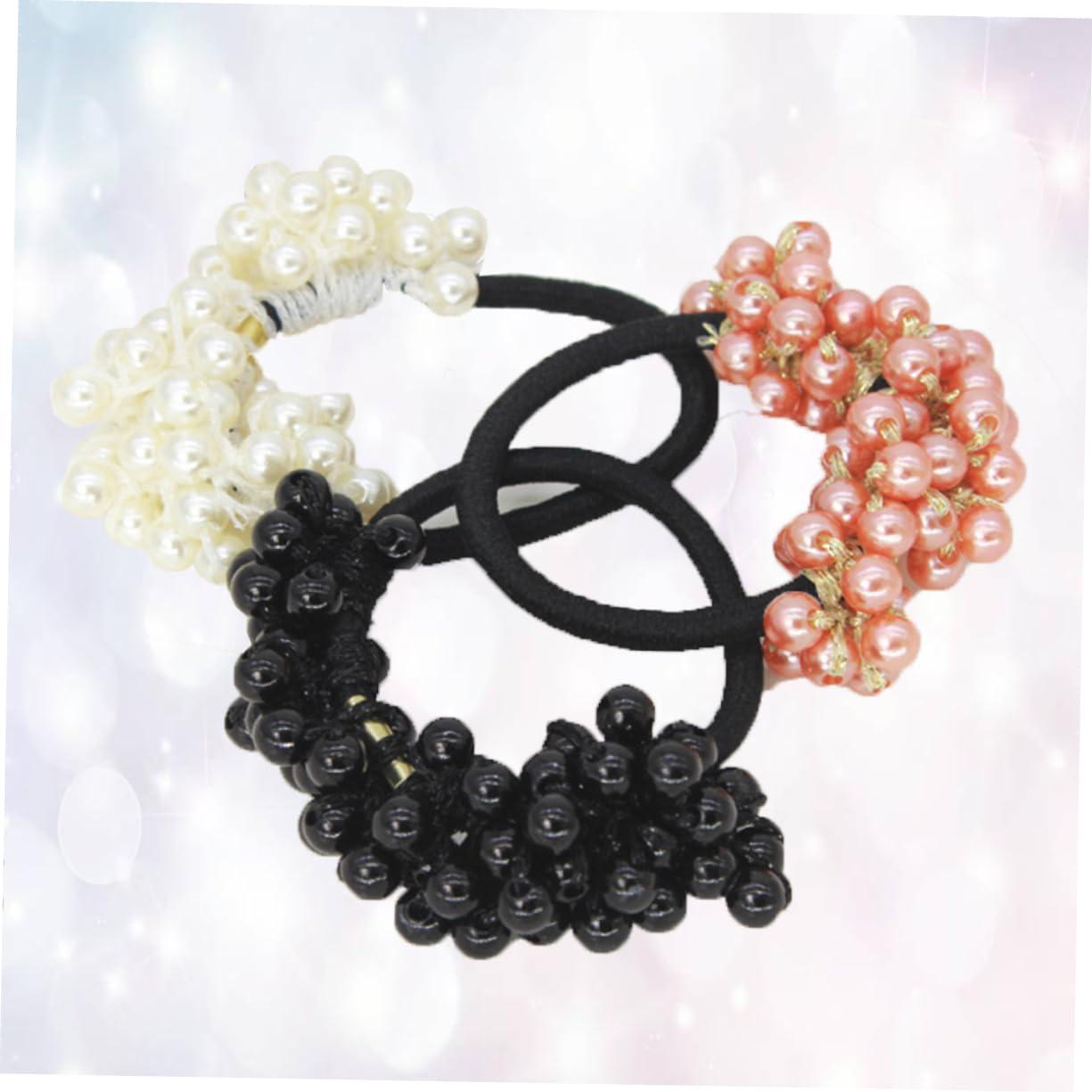 NOLITOY NOLITOY 6pcs Pearl Hair Tie Ponytail Holders Hair Loop Ponytail for Women Hair for Braiding Hair Ties Velvet Hair Scrunchie Scarves Hair Accessories for Women Hair Ribbon Hair Tie