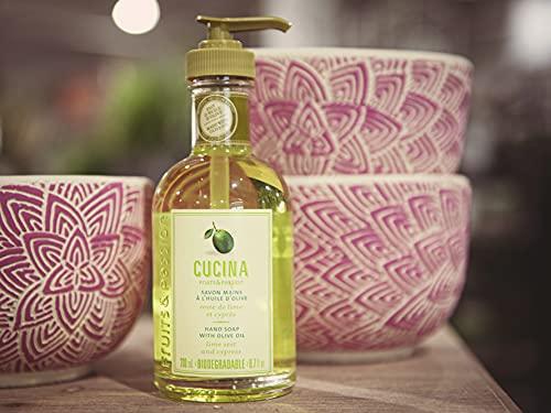 Fruits and Passion Fruits & Passion [Cucina] Coriander & Olive Tree Hand Soap (6.76 fl oz) - Luxury Scented Kitchen Liquid Hand Soap, Vegan, Natural Moisturizing Hand Wash in Premium Glass Hand Soap Dispenser