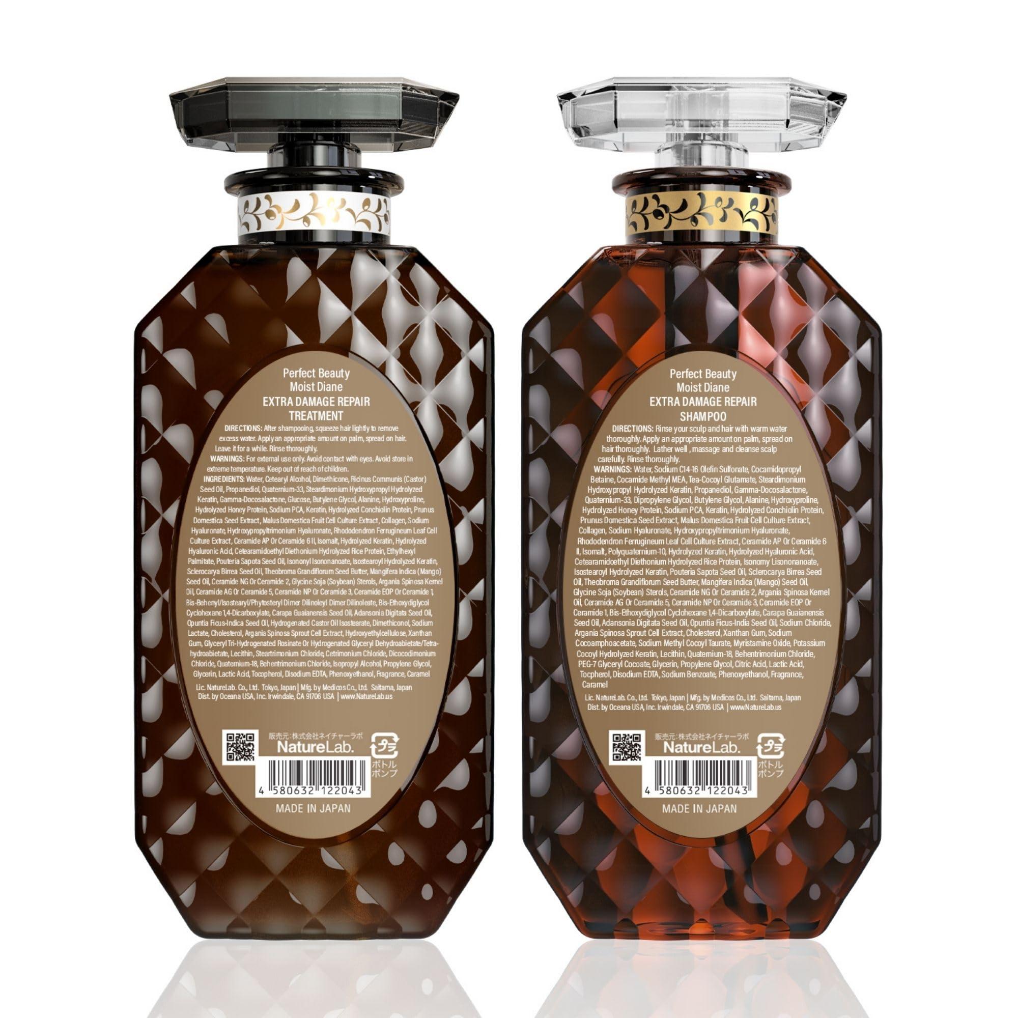 Moist Diane Moist Diane Keratin Shampoo and Conditioner Set for Damaged & Permed Hair Women & Men, Organic Haircare with Argan Oil & Mango Oil from Japan, Silicone & Sulfate Free, EXTRA DAMAGE REPAIR, 15.2 Fl Oz