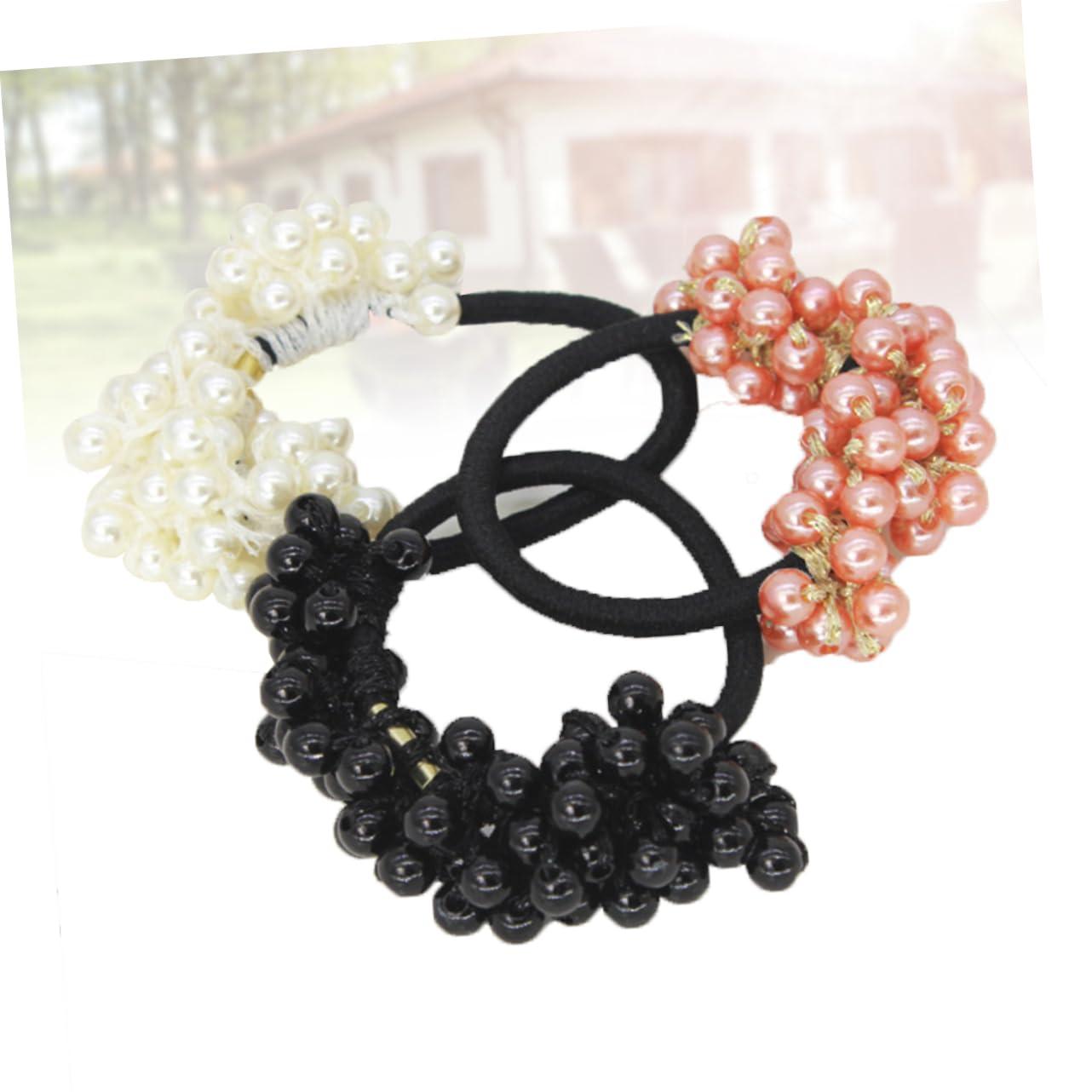 NOLITOY NOLITOY 6pcs Pearl Hair Tie Ponytail Holders Hair Loop Ponytail for Women Hair for Braiding Hair Ties Velvet Hair Scrunchie Scarves Hair Accessories for Women Hair Ribbon Hair Tie