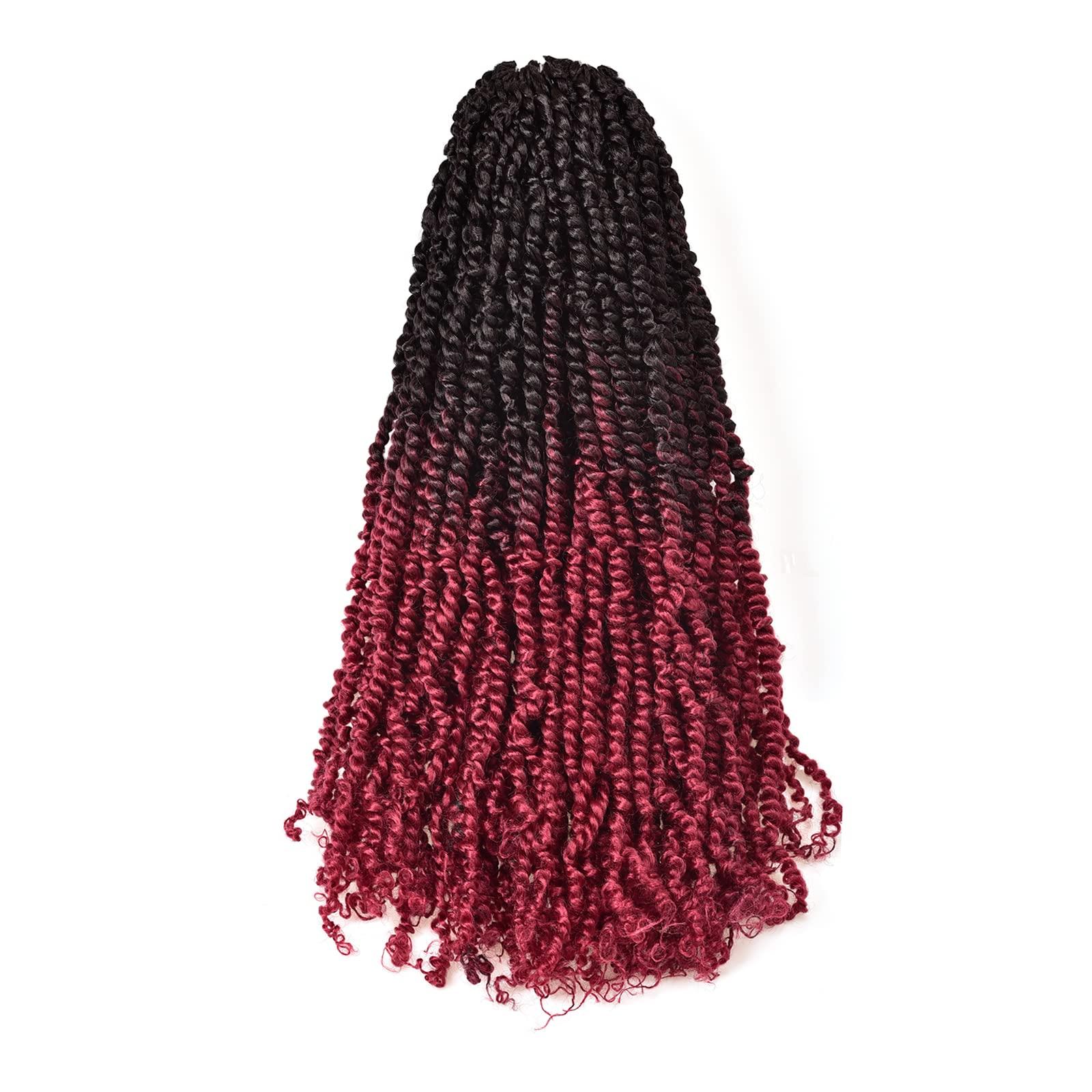 ToyoTress ToyoTress Tiana Passion Twist Hair - 20 Inch 8 Packs Ombre Burgundy Red Pre-Looped Pre-Twisted Passion Twists Crochet Braids Made Of Bohemian Hair Synthetic Braiding Hair Extension (20 Inch, OT118-8P)