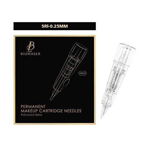 BIOMASER Cartridge Needles – BIOMASER 10PCS Sterilized Permanent Makeup Cartridge Needles Tattoo Needle Fits for Permanent Makeup Machine Pen T100 P1 X1 for Eyebrow Eyeliner Lip(5RL-0.25MM)