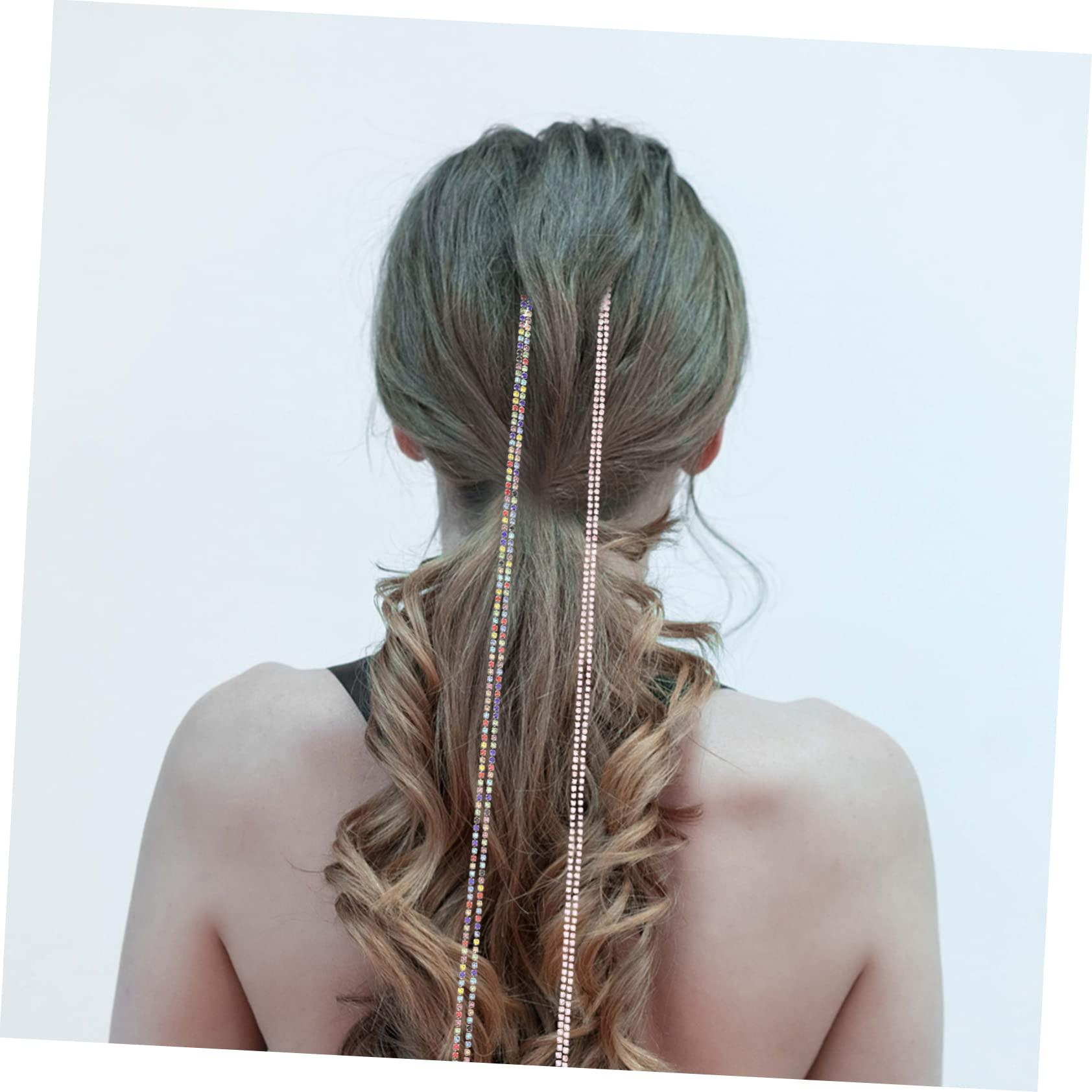 BELLIFFY BELLIFFY 2pcs Rhinestone Hair Chain Hair Jewelry Hair Accessory for Womens Hair Clips Hair Jewels for Women Braid Hair Accessories Rhinestone Barrettes for Women Braided Acrylic