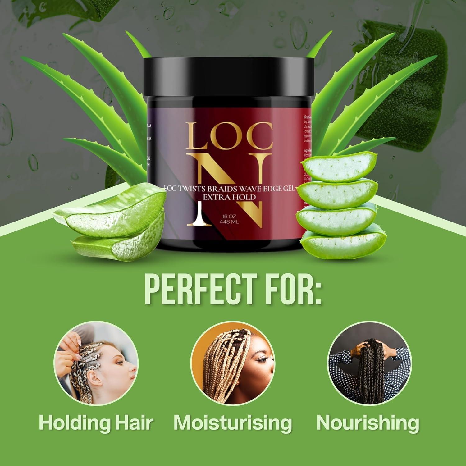 LOCN LOCN Twists Braids Wave Edge Gel, Extra Hold, 16 oz (448 ML)