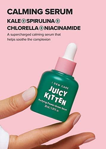 I DEW CARE I DEW CARE Korean Heartleaf Serum for blemish prone skin- Juicy Kitten | Green Juice for Face, Glass Skin with Niacinamide, Kale, Moringa Seed, Willow Bark Extract, Easter Basket Stuffers, 1.01 FL Oz
