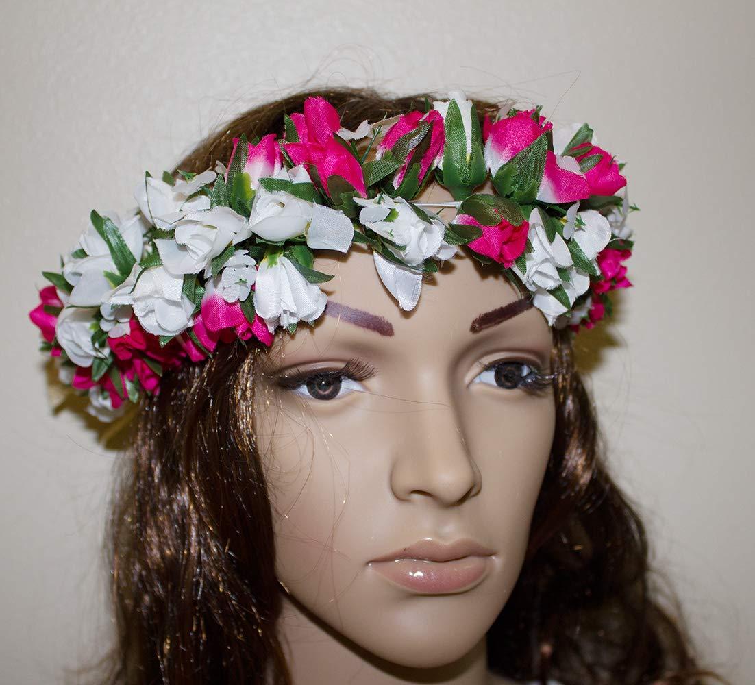 Rainview Creations Rainview Creations Women Floral Headband Rose Bud Flower Elastic Hawaiian Haku Leis Headdress