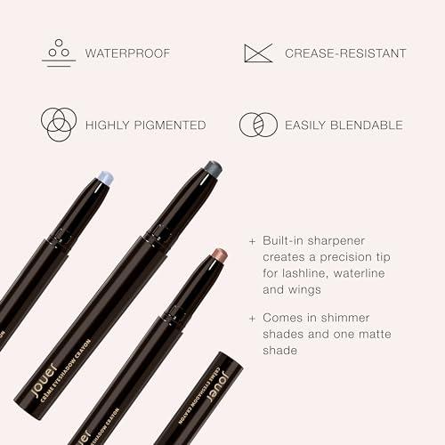 Jouer JouerCrme Eyeshadow Crayon | Men & Women | Built-In Sharpener | Dermatologist Tested | Waterproof, Fast Drying & Crease Resistant Formula