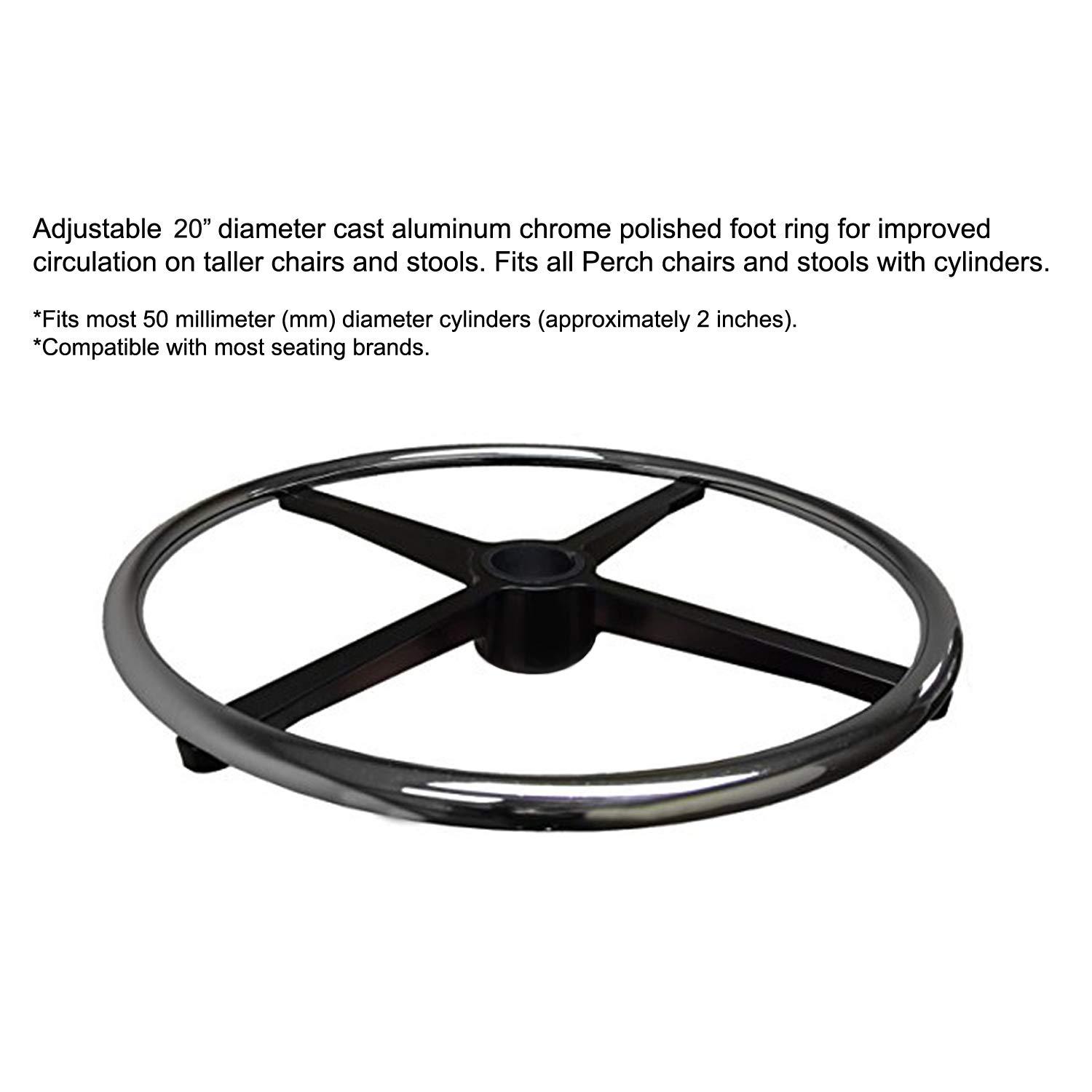 Perch Chairs & Stools Perch Stella Rolling Height Adjustable Salon & Spa Stool with Footring for Hardwood or Tile | Workbench Height 21-28.5 Inches | 300-Pound Weight Capacity | 12 Year Warranty (Newport Fabric)