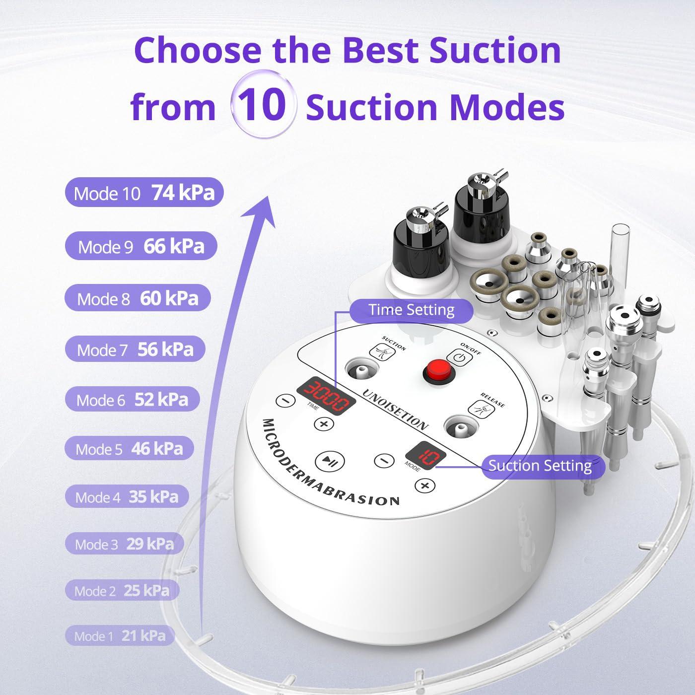 UNOISETION UNOISETION Diamond Microdermabrasion Machine, 4 in 1 Professional Dermabrasion Facial Machine with LED Display and Silicone Tips, Home Use Facial Skin Care Equipment