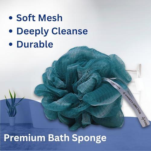 Variety Junction Dr. Teal\'s Eucalyptus and Spearmint Foaming Bath 34oz Bottles (Pack of 2) with Variety Junction Premium Bath Sponge - Relax and Relief, Bubble Bath, Relaxing, Men\'s and Women\'s