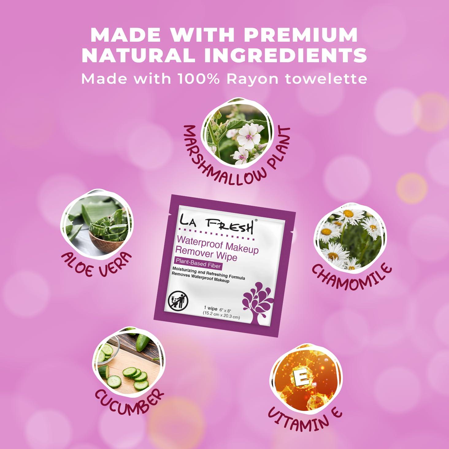 La Fresh La Fresh 24/7 Makeup Remover Wipes, Easily Remove Waterproof Makeup and Moisturizing, Pack of 50 Individually Wrapped Wet Wipes, Skincare Travel Essentials