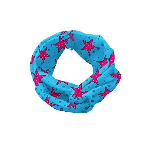 Lunarable Lunarable Retro Headband for Women, Old Fashioned Pop Art Star on Dotted Background Comic Book Style Graphic, Elastic Comfy Hair Accessory Knotted Head Wrap Everyday Use, XS-S, Blue Hot Pink