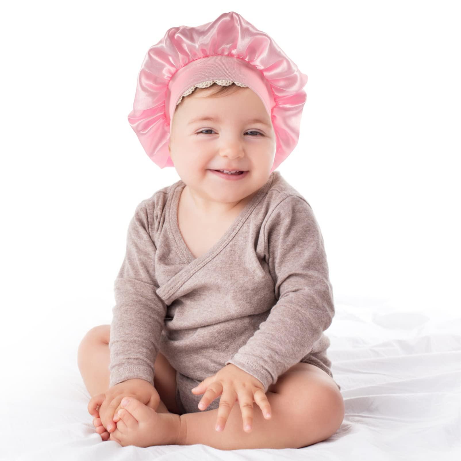 FOMIYES FOMIYES 3pcs Children\'s Shower Cap Baby Shower Hat Kids Sleep Cap Sleeping Hat Baby Hair Wrap Skull Cap Kids Bath Hats Satin Hair Bonnet Girl Bows Bowknot Bath Cap Elastic Fabric